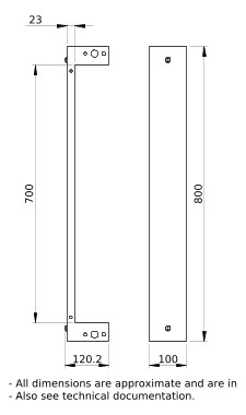 Sockelvorder-/rückseite H100xB800xT400mm ST f.Kabelrangier ws