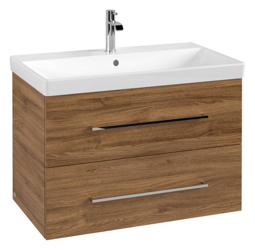 V&B Waschtisch-Unterschrank Avento 78x51,4x48,4cm, 2 Auszüge, wandhängend, Griff Chrome Glanz, Kansas Oak