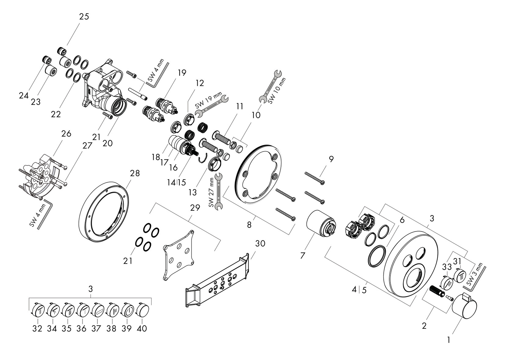 hansgrohe Fertigmontageset ShowerSelect S UP-Thermostat, 2 Verbraucher, chrom