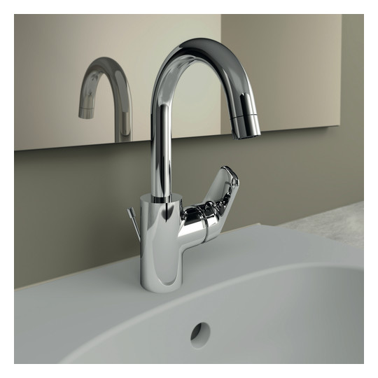 Ideal-Standard Waschtisch-Einhebelmischer CeraFlex mit hohem/schwenkbarem Auslauf, mit Ablaufgarnitur, chrom