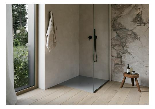 Bette Duschfliese BetteAir 1000 x 1000 mm, quartz, Rechteck, glasierter Titan-Stahl, mit Minimum-Täger