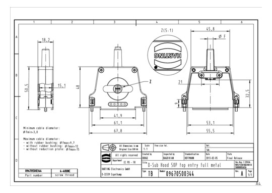 HART D Sub top entry metal   09670500344 