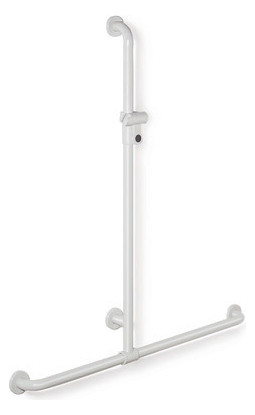 HEWI Duschhandlauf 801 1184 x 1250 mm, lichtgrau, mit verschiebbarer Brausehalterstange