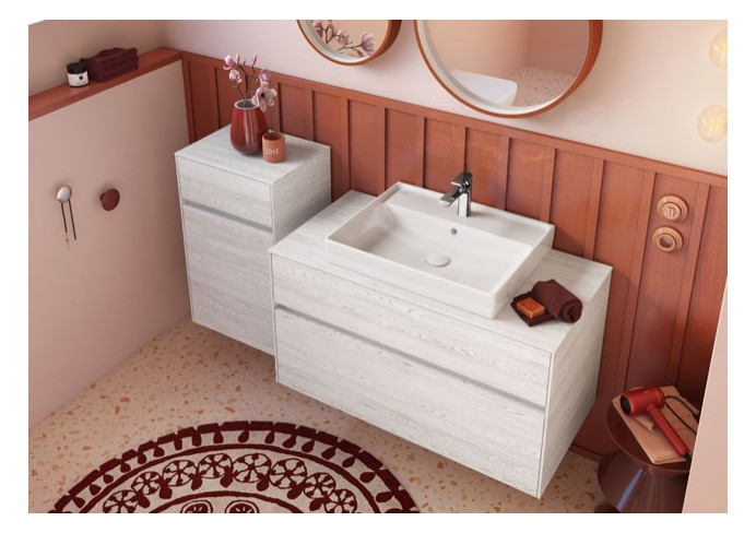 V&B Seitenschrank Collaro 40,4x74,8x34,9cm, Anschlag links, white wood V&B Seitenschrank Collaro 40,4x74,8x34,9cm, Anschlag links, white wood