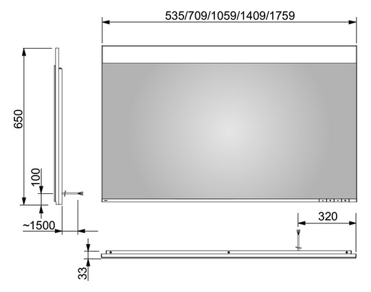 KEUCO Lichtspiegel Edition 400 DALI 1760 x 650 x 33 mm, 32 Watt, silber-gebeizt-eloxiert, Lichtfarbe einstellbar