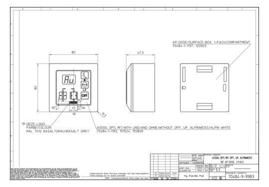 GEZE AS500, DPS MIT OFF, UP,      151524 