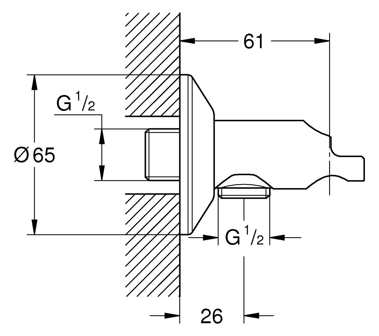 GROHE Wandventil Sena Trigger Spray 26333 selbstschließ. Absperrventil chrom