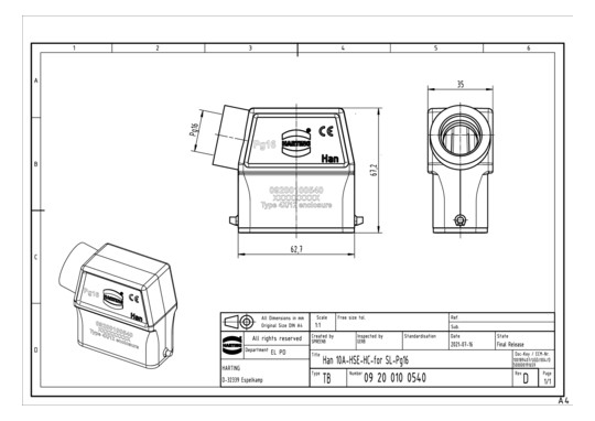 HART Tüllengehäuse           09200100540 