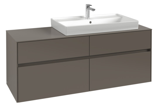 V&B Waschtischunterschrank Collaro 140x54,8x50cm, Waschtisch rechts, black matt laquer