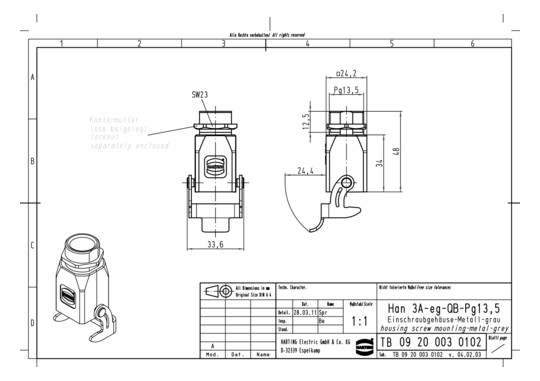 HART Einsatzgehäuse          09200030102 