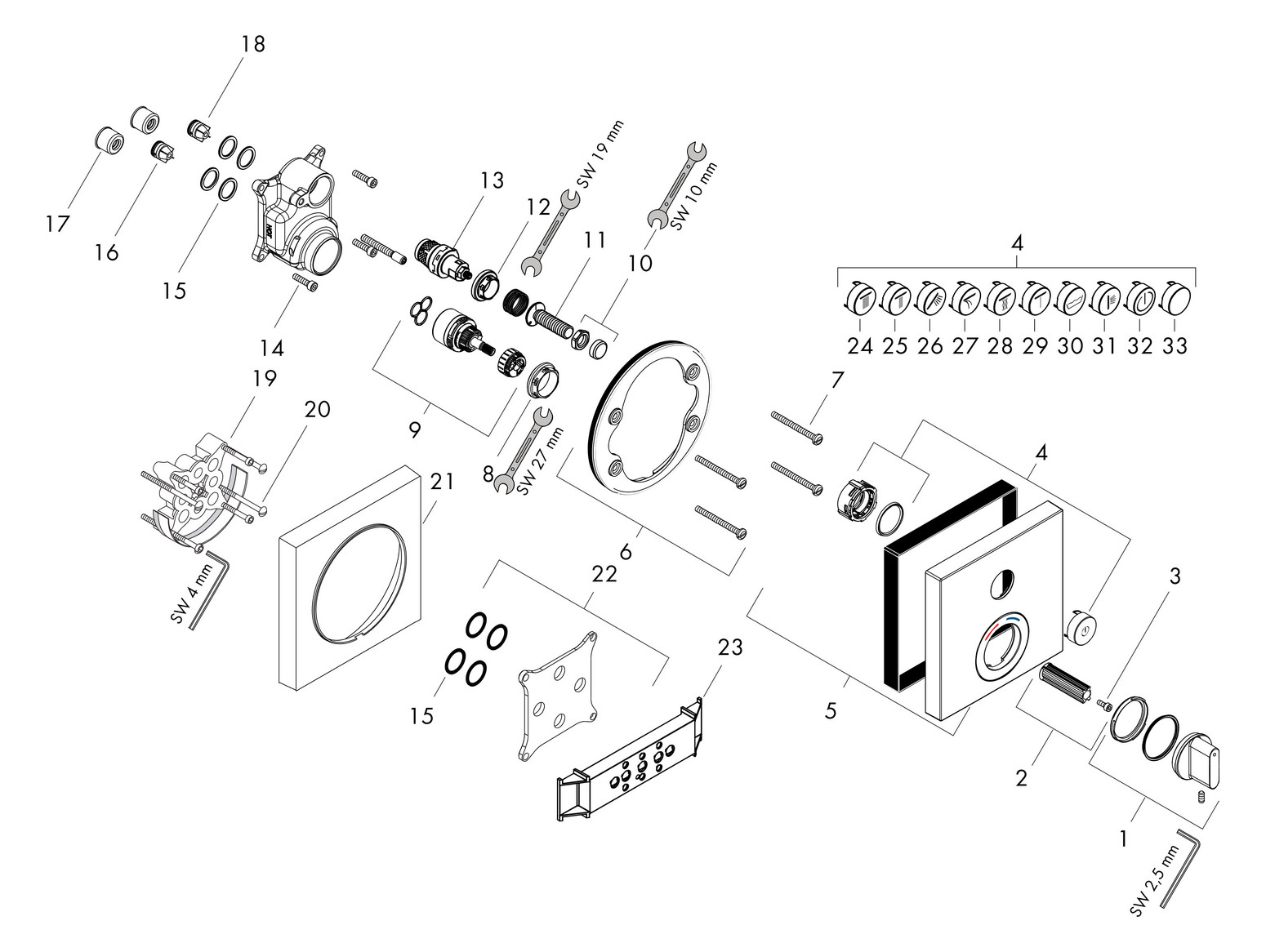 hansgrohe Fertigmontageset ShowerSelect 1 Verbraucher, UP-Mischer, chrom