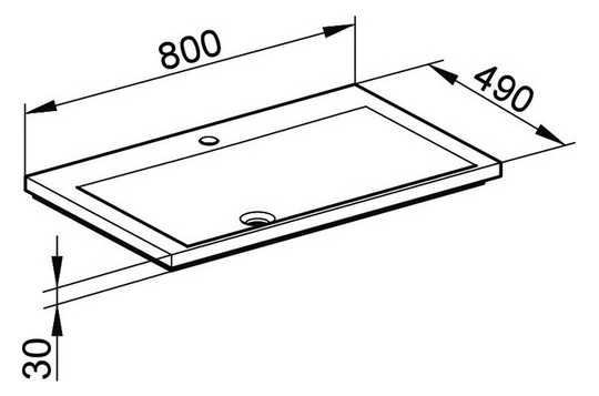 KEUCO Mineralguss-Waschtisch Royal Reflex 80 x 3 x 49 cm, weiß, 1 Hahnloch, mit Ab-/Überlaufsystem
