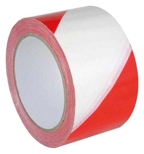 PVC-Warnband, selbstklebend, rot/weiß - 66mx60mm