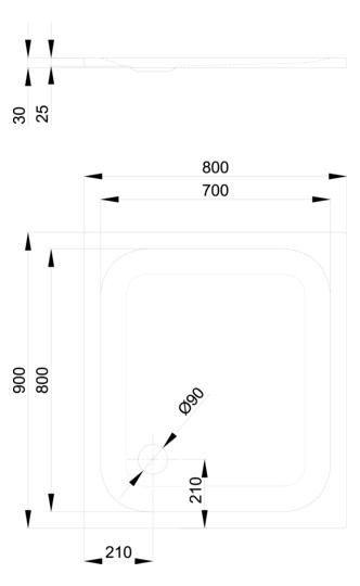 Duschwanne BetteUltra 8750 90x80x2,5cm, Mini-Wannenträger, flint