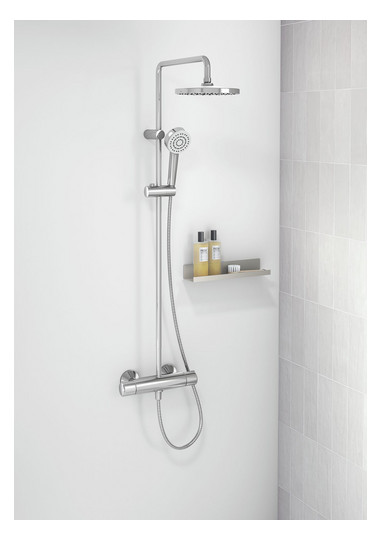HANSA Duschsystem HANSABASIC mit Thermostat, kürzbar, Regenbrause, 1-strahlig, chrom