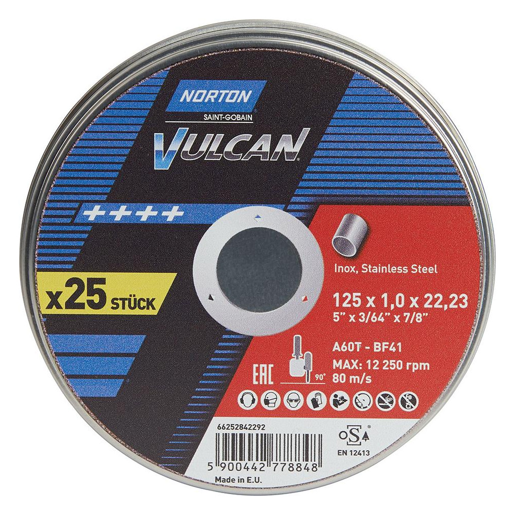 Bild Trennscheibe Dose 25x Vulcan Inox 125x1, 0mm - Norton-0