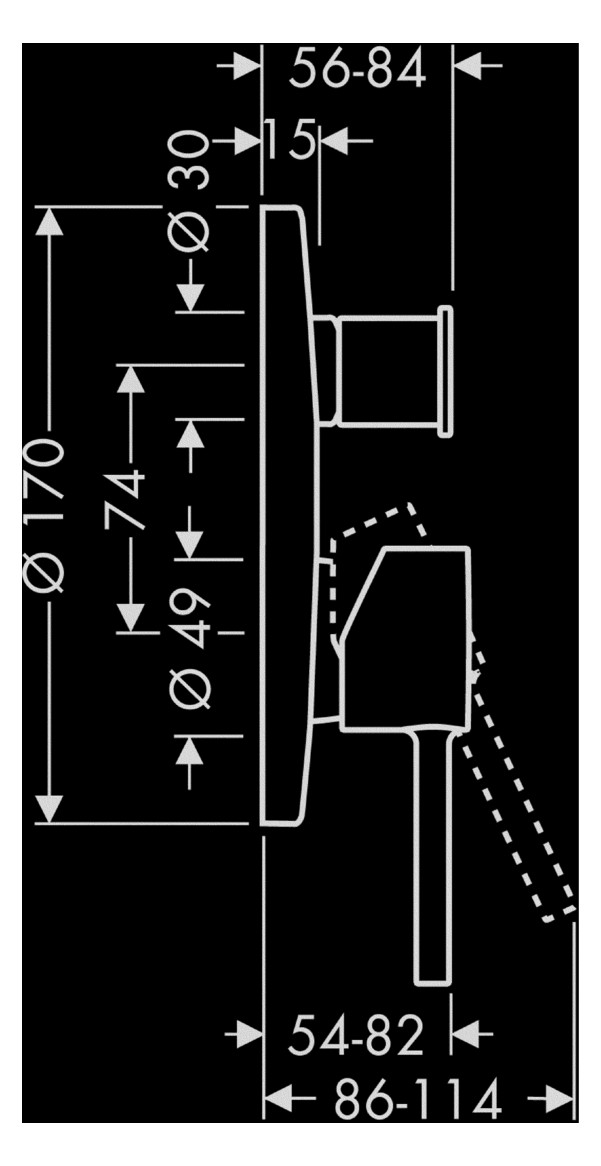 hansgrohe Fertigmontageset Axor Starck UP-Wannen-Einhebelmischer, mit Pin-Griff, integrierter Sicherungskombination, Edelstahl-Optik