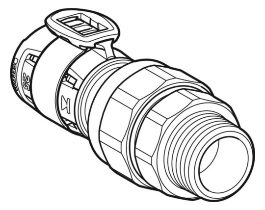 Geberit Übergangsverschraubung FlowFit Ø 63 mm, R 2, G 2 3/4, mit Außengewinde