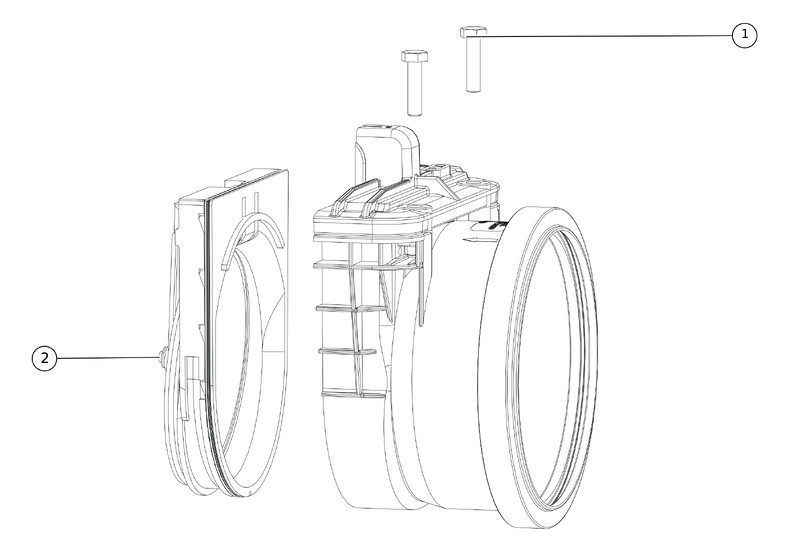 Kessel Rohrklappe DN 200, Kunststoff, zur Verwendung als Schlussstück