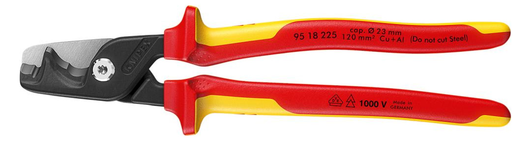 Bild Kabelschere VDE mit Mehrkomponenten-Grif fen 225mm schlanke Kopfform KNIPEX-0