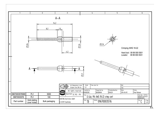 HART D SUB MA turned contact 09670003576 