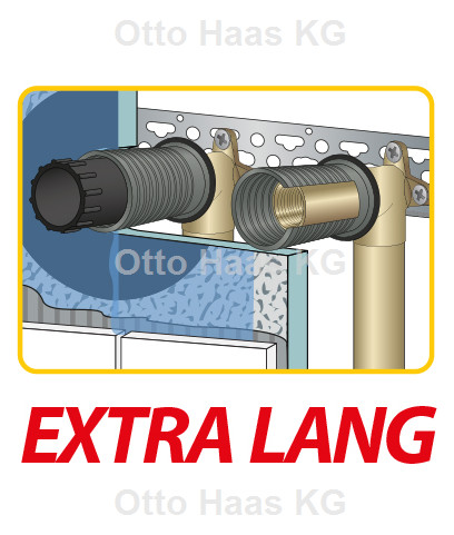 HAAS Set OHA Dichtfix Long 14 cm, 1/2", grau, Abdichtungshülse nach DIN 18534