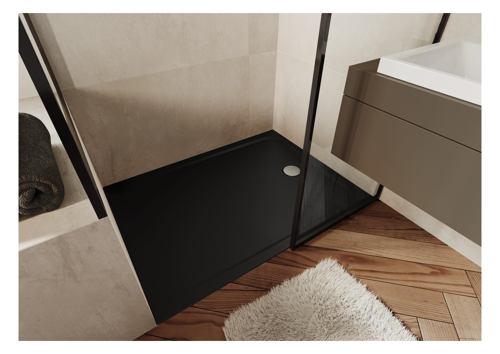 Kaldewei Duschwanne CAYONOPLAN 2262-1 80x120x1,8cm, Secure Plus, schwarz matt 100