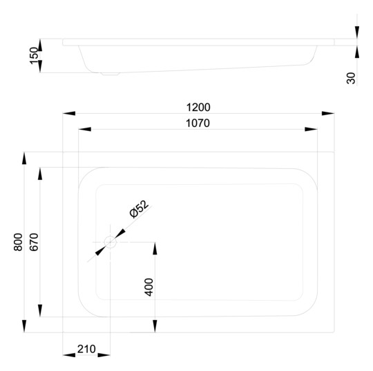 Duschwanne BetteQuinta 120x80x15cm, calypso
