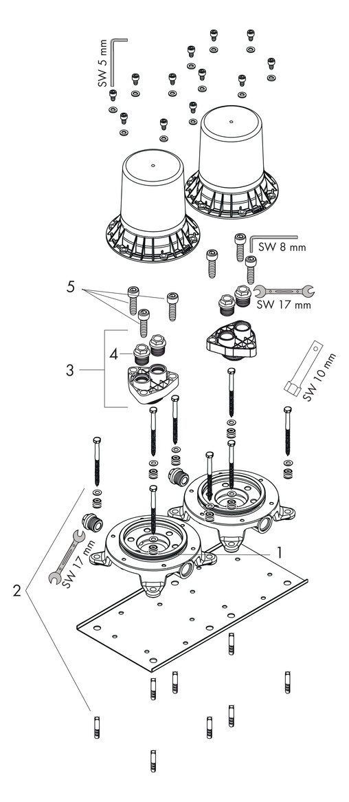 hansgrohe Grundkörper Axor Montreux DN 15, bodenstehend, für 2-Griff-Wannen-Armatur