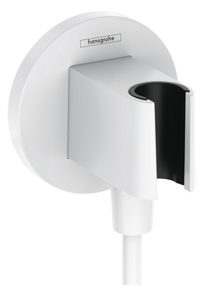hansgrohe Wandanschluss Fixfit S rund, mit Brausehalter, mattweiß hansgrohe Wandanschluss Fixfit S rund, mit Brausehalter, mattweiß