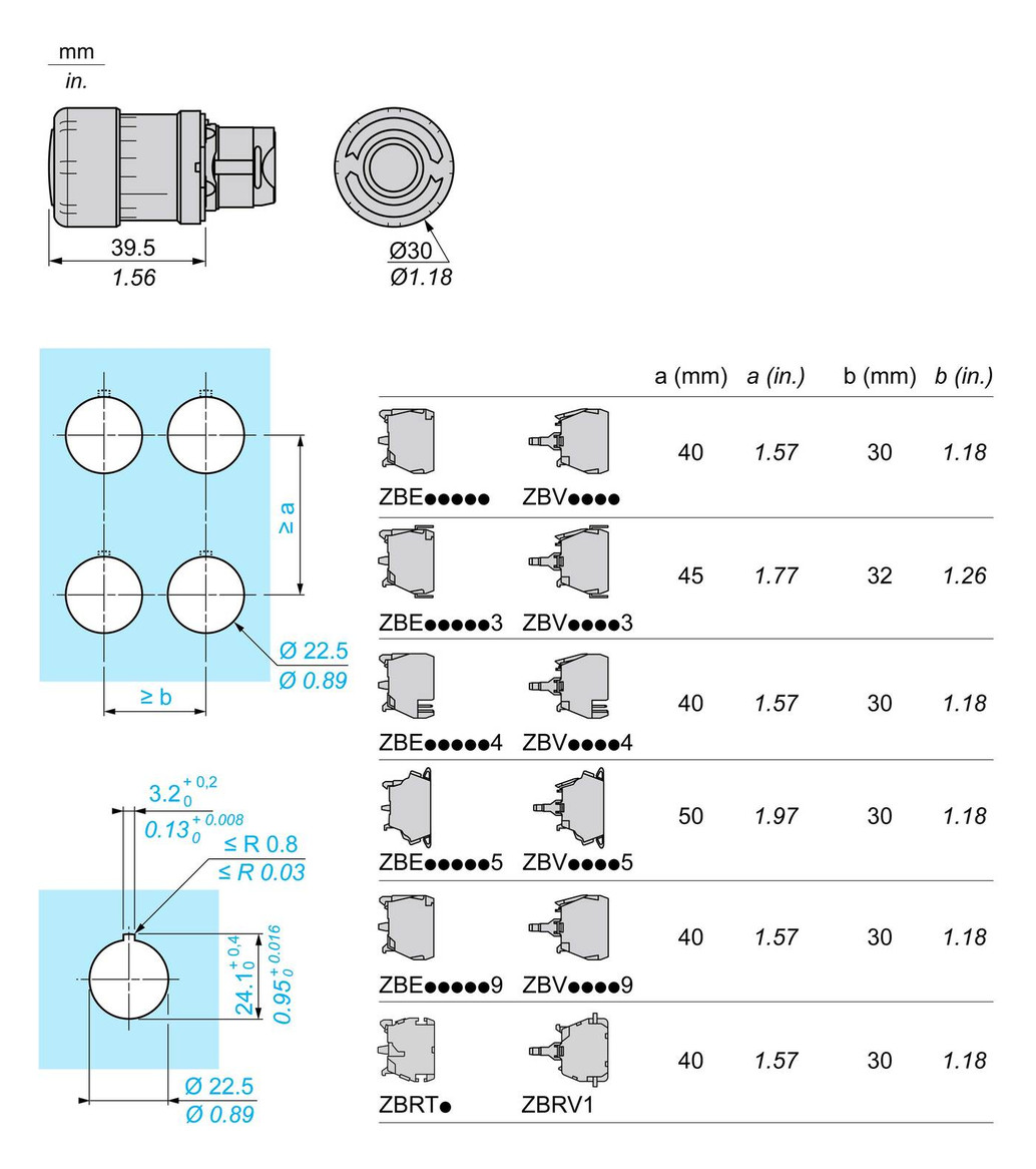 Frontelement für Not-Aus Ø22,5mm rt rnd IP66 hoch Schaltfunktion verrastend Dreh