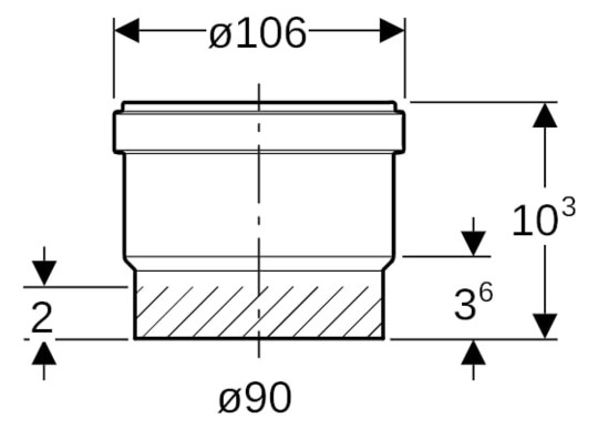 Geberit Steckmuffe PE DN 90, mit Lippendichtung, PE-HD
