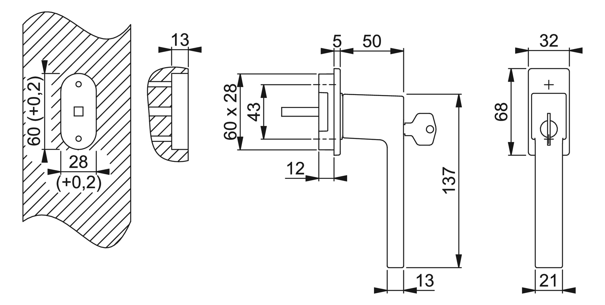 Bild Drehkipp-Fenstergriff, abschließbar, Austin 0769S/USV919 100NM, gleichschließend, DIN Links-Rechts, 7/32-42mm, edelstahloptik matt - HOPPE-1