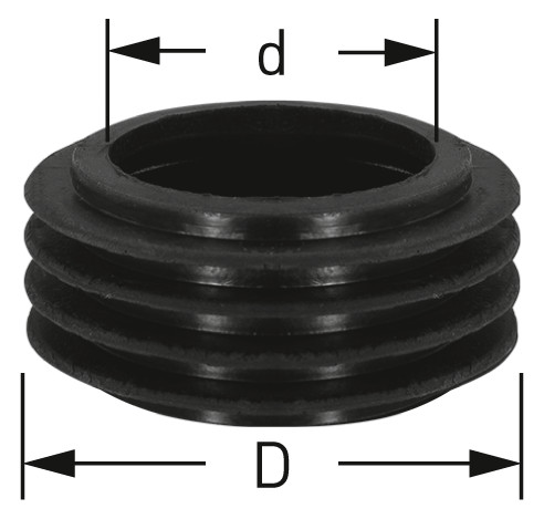 STEDO Euro-WC-Gummiverbinder Ø 55 mm, Rohr Ø 38-45 mm, schwarz