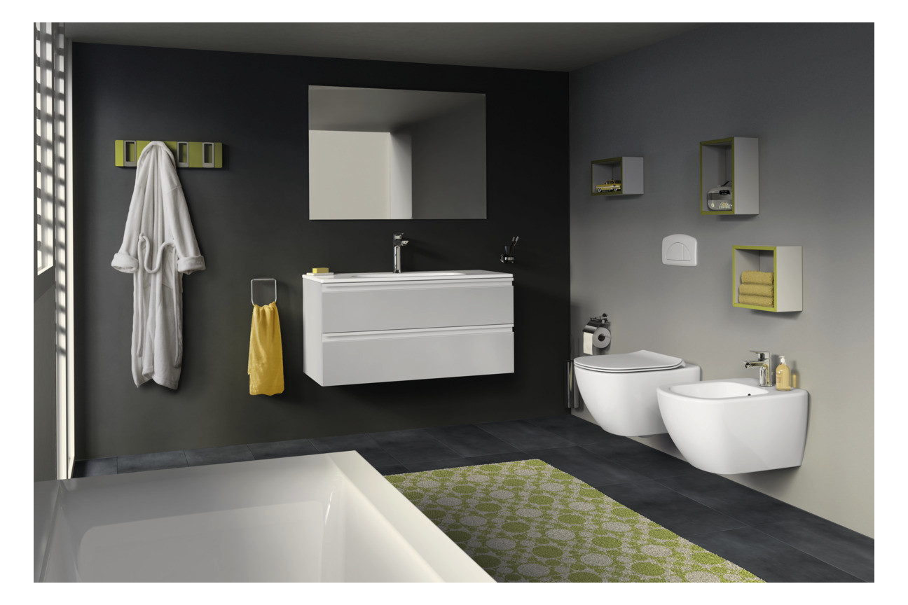 Ideal-Standard Waschtisch-Einhebelmischer Tesi Grande Ausladung 123mm, verchromt, mit Metall-Ablaufgarnitur