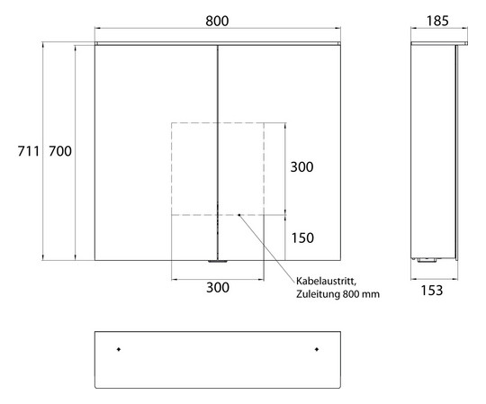EMCO Aufputz-Lichtspiegelschrank pure 2 Design 800x711mm, LED, mit Lichtsegel, 2-türig, Aluminium