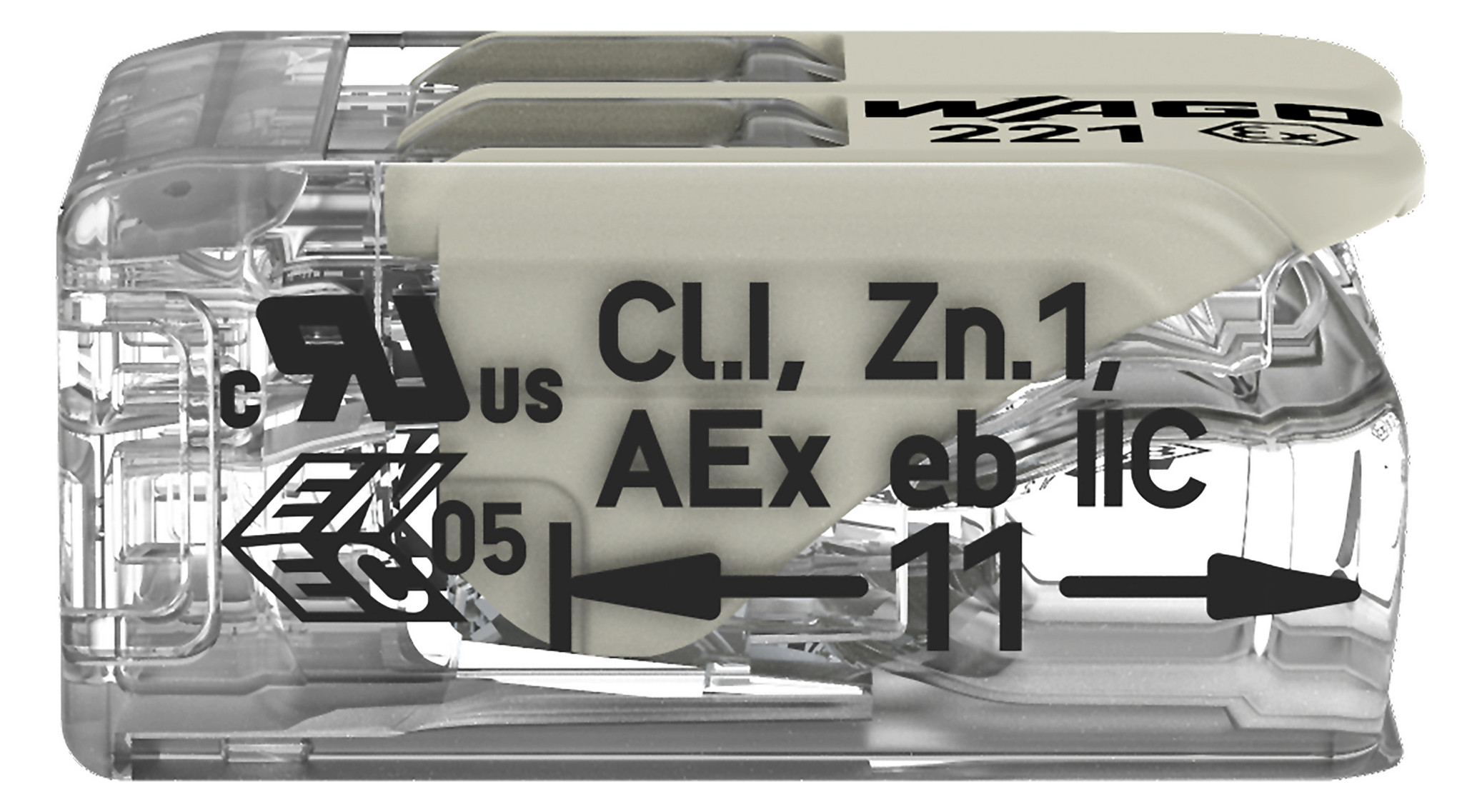 Steckklemme 2f 450V 32A Serie 221 0,14-4qmm m.BetätiHebel f.Massivleiter
