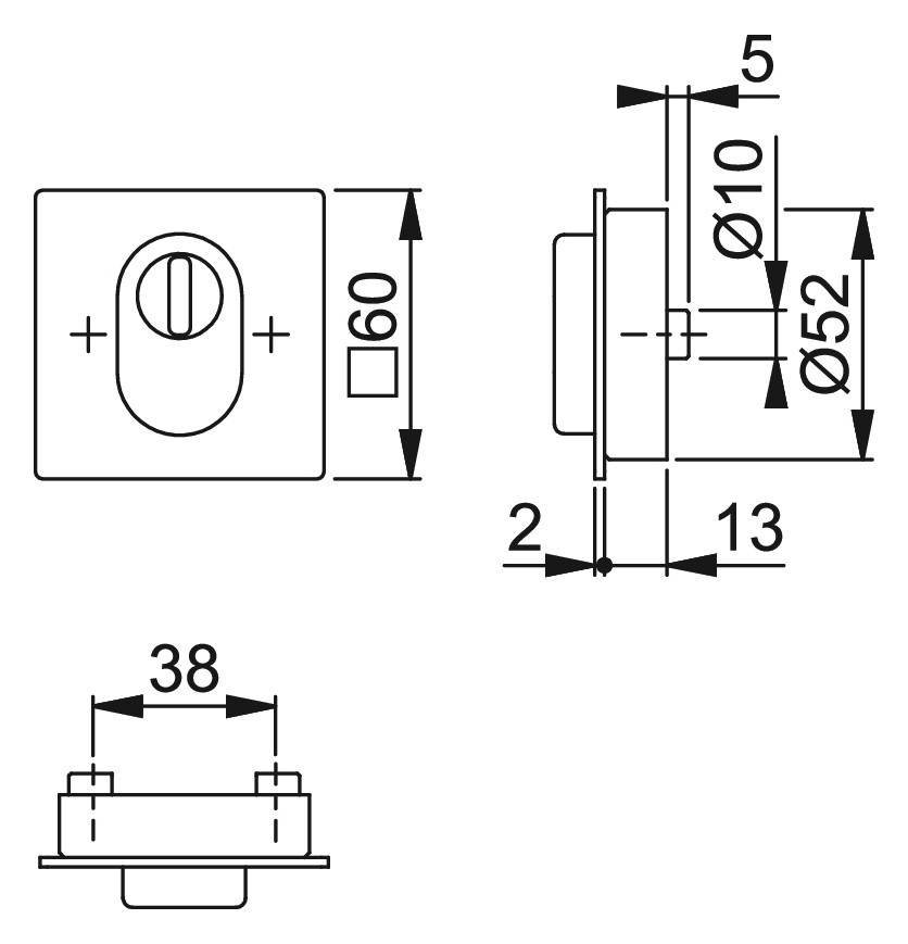 Bild Schutzrosette E75ZNSB-ZA eck/fla.,15mm/PZ,F9714M,TS65-75 - HOPPE-1