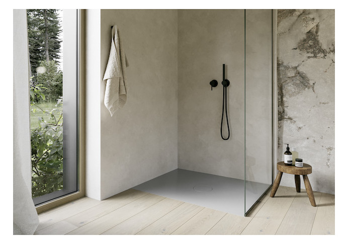 Bette Duschfliese Antirutsch Pro BetteAir 1200 x 1000 mm, quartz, Rechteck, glasierter Titan-Stahl, mit Minimum-Täger