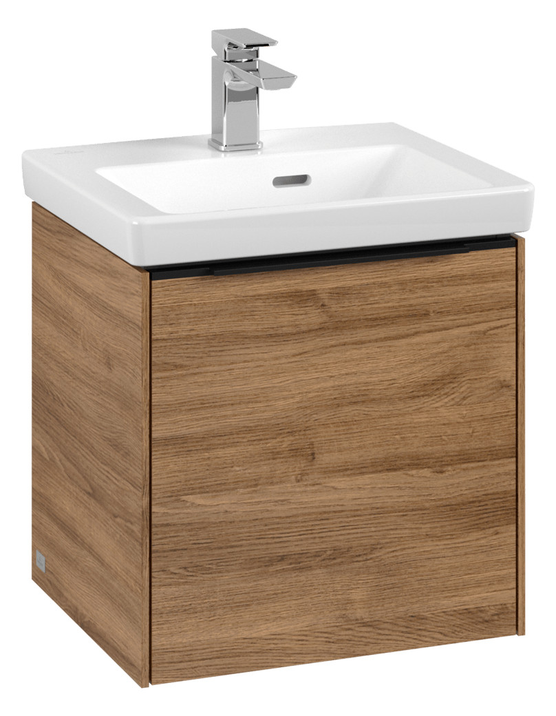 V&B Waschtisch-Unterschrank Subway 3.0 42,3x42,9x37,8cm, Schanier links/Griff Volcano black, kansas oak