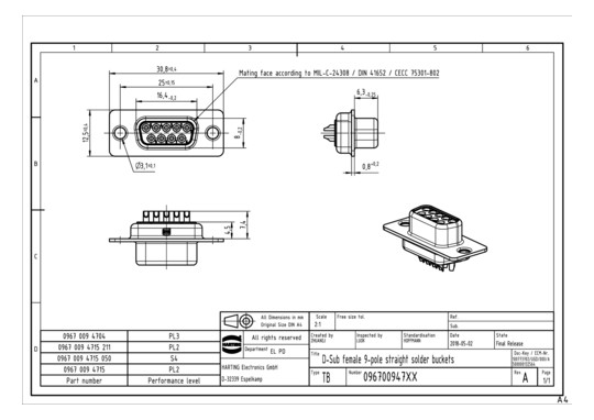 HARTING BUCHSENLEISTE D      09670094715 