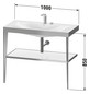 Duravit Möbelwaschtisch-Kombination c-bonded XViu 100 x 48 cm, ohne Hahnloch, flannel grey hochglanz, mit Metallkonsole, champagner matt