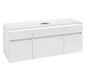 V&B Waschtischunterschrank Legato 140x55x50cm, Waschtisch mittig, mit Beleuchtung, Glossy White