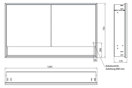EMCO Unterputz-Lichtspiegelschrank Loft 1200x733mm, mit Unterfach, LED, 2-türig, aluminium/spiegel
