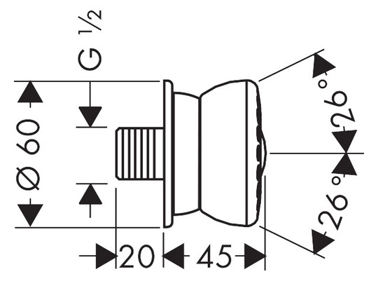 hansgrohe Seitenbrause Bodyvette ohne Wasserstop, runde Rosette, 1jet, chrom