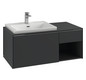 V&B Waschtisch-Unterschrank Becken links Subway 3.0 100,1x42,25x51,6cm, mit LED/Griff Volcano black, marine blue