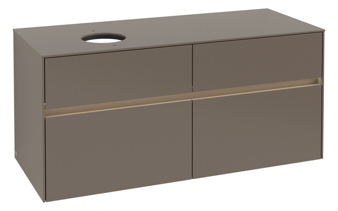 V&B Waschtischunterschrank Collaro 120x54,8x50cm, Waschtisch links, LED-Beleuchtung 8,8 W, truffle grey