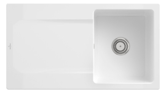 V&B Spüle Siluet 50 mit Ablaufgarnitur, Handbetätigung, weiß alpin CeramicPlus