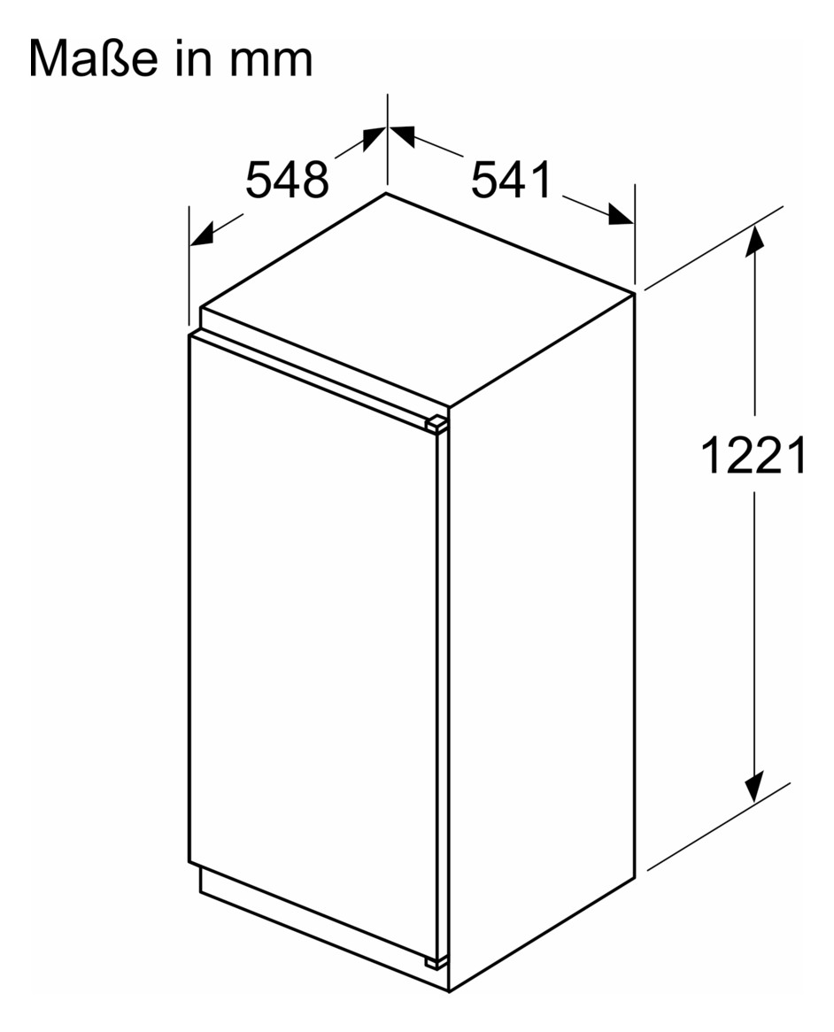 Kühlschrank EB E 204l N1225mm integr ws Schlepp 101kwh B541mm H1221mm