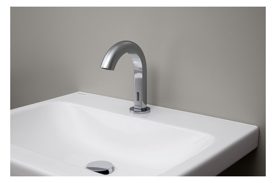 Geberit Infrarot-Waschtisch-Armatur Piave mit Thermostatmischer, Standmontage, Batteriebetrieb, AP-Funktionsbox